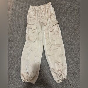NWT Mable Beige Silk Cargo Pants Small